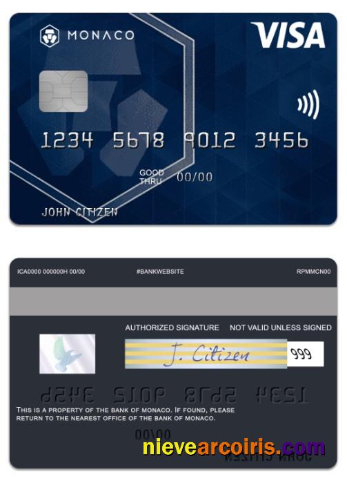Monaco Bank of Monaco visa debit card